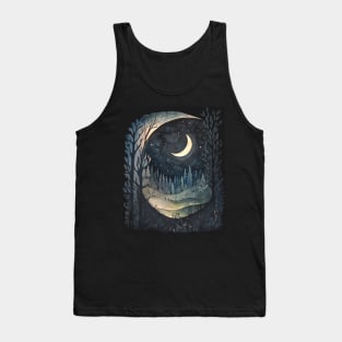 snowy starry night and moonlite in Kleeland Tank Top